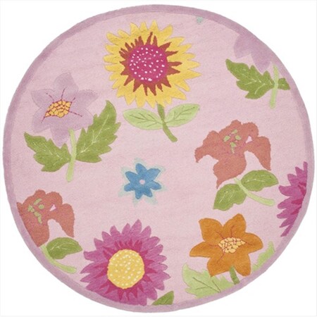 Safavieh 4 x 4 ft. Round Novelty Kids Pink and Pink Hand Tufted Rug SFK371A-4R